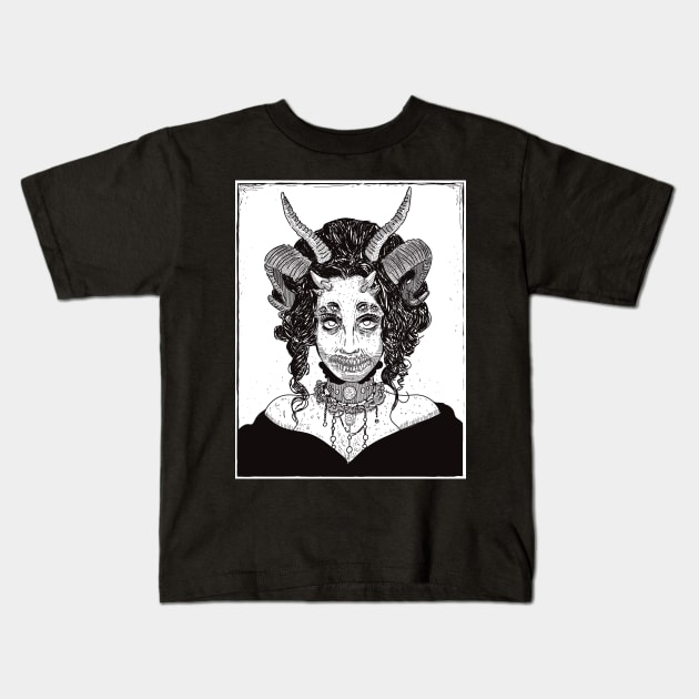 Demonic Beauty Kids T-Shirt by MEWETT